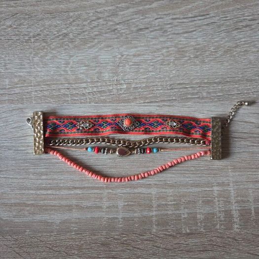 Multi-strand bohemian cuff bracelet