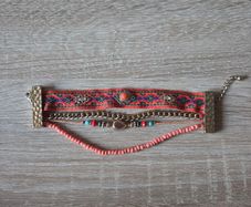 Multi-strand bohemian cuff bracelet