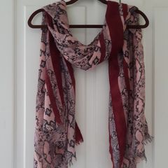 Animal Print Burgundy Scarf