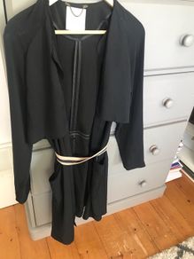 Black Trench with striped belt - NEW