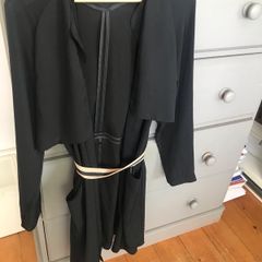 Black Trench with striped belt - NEW