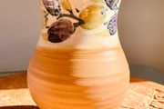 Vintage Kilkenny Irish Studio Pottery Vase Hand Painted Olives Signed Ceramic