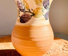 Vintage Kilkenny Irish Studio Pottery Vase Hand Painted Olives Signed Ceramic