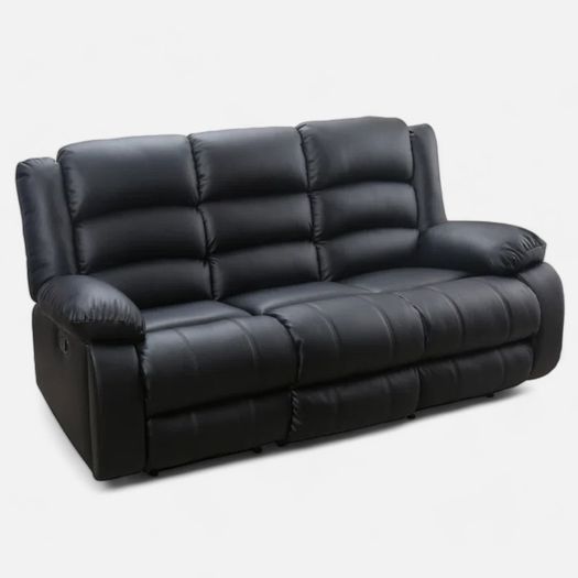 3 Seater leather Recliner Sofa Black, brand new!