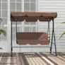 3-Seat Swing Chair Garden Swing Seat with Adjustable Canopy for Patio, Brown Image 8
