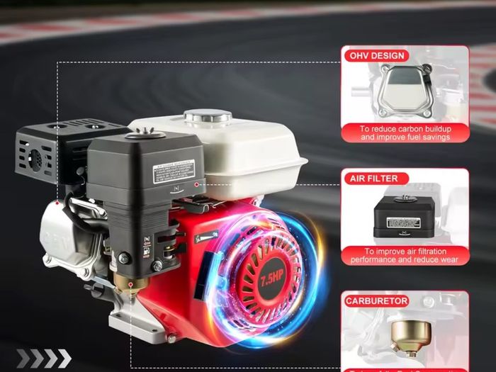 4 Stroke Engines Petrol Gasoline Engine 1 Cylinder Air Cooling 7.5HP Kart Engine Rotavator Pressure Washer Engine 5100W