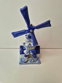 Vintage Delft Blue Windmill Figurine (TS Holland)  Pristine Condition