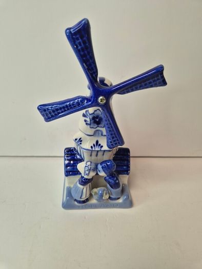 Vintage Delft Blue Windmill Figurine (TS Holland)  Pristine Condition