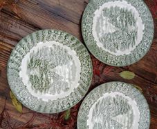 Green plates,  British Anchor, green transferware, green delph