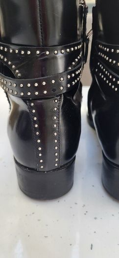 LK BENNETT black Hi-shine studded ankle boots Sz 40 (Fit 7UK)  - Rrp 229 (New)