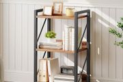 3-Tier Bookshelf, Industrial Corner Bookcase, Display Rack, Metal Frame, for Living Room, Bedroom, Office, Kitchen, Entryway, Rustic Brown and Black