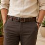 Premium Genuine Leather Belt Dual Tone Vintage Embossed Design with Antique Metal Buckle Image 10