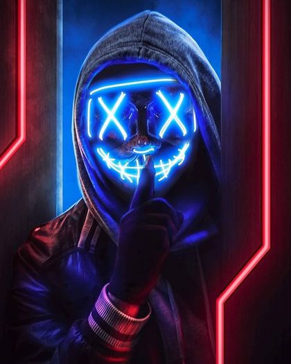 Scary LED Halloween Mask, Light up Mask Cosplay, LED Rave Face Mask Costume 3 Lighting Modes, Halloween Face Masks for Men Women Kids