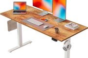 Electric Standing Desk, 120 x 60 cm Height Adjustable Sit Stand Desks with Splice Board and Memory Smart Pannel, Home Office Desk, Light Brown