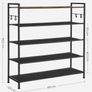 NEW SALE | 5-Tier Shoe Rack, Metal Shoe Shelf, Oxford Fabric Shelves, for 20-25 Pairs of Shoes, 29 x 89 x 92.5 cm, 4 Hooks, Open Shoe Cabinet for Hallway Bedroom, Rustic Brown and Black Image 6