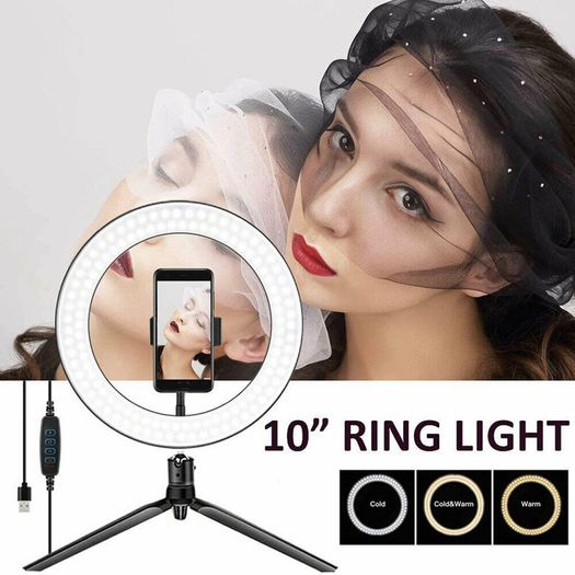 10" LED Ring Light Photographic Selfie Ring Lighting with Stand for Smartphone Youtube Makeup Video Studio Tripod Ring Light