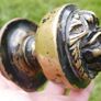 Victorian Heavy Door Brace Set - Letter Plate set  Brass Lion Face  Centre Knob Brass Door Knocker and Letter plate Image 4