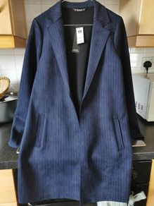 BNWT - Navy pinstripe suede jacket UK 8-10