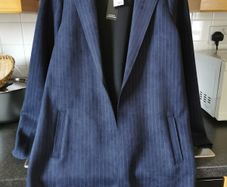 BNWT - Navy pinstripe suede jacket UK 8-10