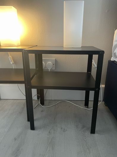 Bedside tables and lamps