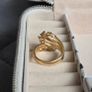 The ring has a unique stacked design with several bands and beautiful pastel/coloured stones, including purple, green and champagne tones. The hallmark has worn away over time, but the ring was tested today and confirmed as genuine 14K gold weight 3.95g. Image 10