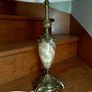 Antique French Brass and Onyx Marble Beautiful Table Lamp Circa 1950s Image 4