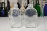 337 - Set of 2 Vintage Clear Glass Collectible Decorative Flask Bottles