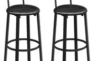 NEW SALE Bar Stools, Set of 2 PU Upholstered Breakfast Stools, 75.4 cm Tall Seat, Footrest, Simple Assembly, Industrial, for Dining Room Kitchen Counter Bar, Rustic Brown and Black