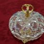 Killarney Crystal Cut Crystal Glass With Golden Crown Handle Lidded Jewelry Dish / Bowl With 22 Carat Gold Cover Handle and Footed Base Finishing Made In Ireland Image 3