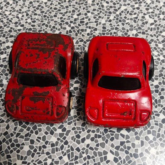 Pair of Tonka Mini Red Coupe Race Sports Cars from 1970s