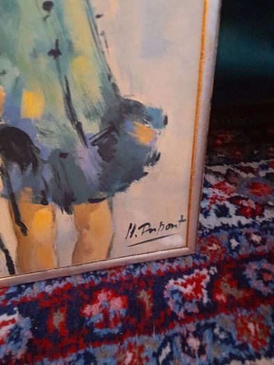 Vintage French Painted Board Art