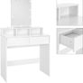 Dressing Table with LED Lighting, Dressing Table with Stool, Mirror, 2 Drawers, 80 x 40 x 140 cm, Image 3