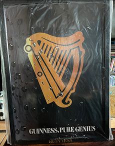 Two x Original Guinness 'GENIUS' Advert Reversible Branded Framed Original Vintage Double Sided Postes From The 1980's