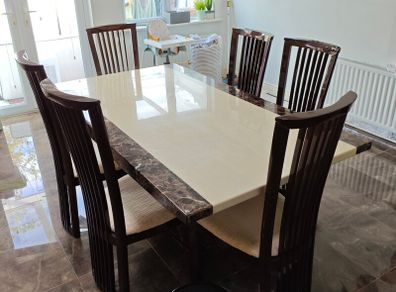 Marble Dining Table & Chairs Set