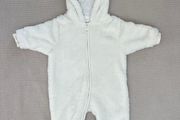 Next Ecru Baby Cosy Fleece Hooded All-In-One Size 0-3 Months