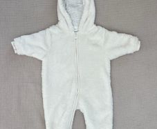 Next Ecru Baby Cosy Fleece Hooded All-In-One Size 0-3 Months