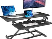 _Sit-stand desk height-adjustable desk top, ergonomic desk converter for computers, laptops and office supplies, compatible with monitor holder, black
