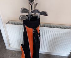 slazenger golf clubs and bag.  Right handed clubs