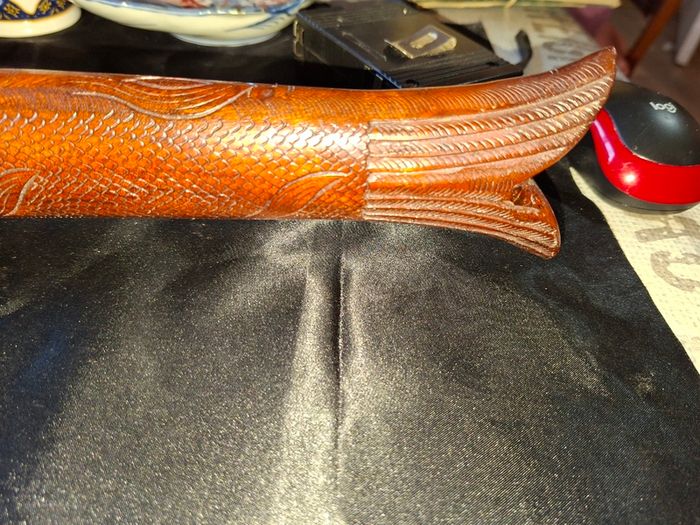 Mid-Century Indian Carved Rosewood Fish Knife & Fork Set - 2 Piece Vintage, Postage available or Collection