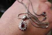 Vintage Sterling Silver 925 Isla Garnet Pendant Necklace 4,2g