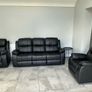 Black leather Reclining Sofas sets Image 2