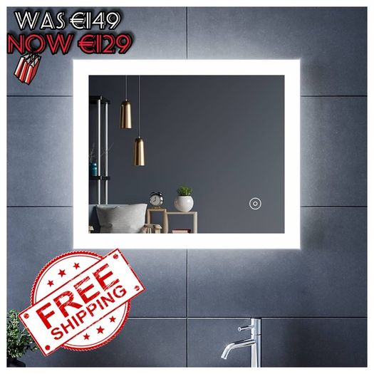 NEW SALE | 600x500mm Bathroom Mirror With Lights, Horizontal Vertical/Sensor Switch LED Illuminated Bath Vanity Wall-Mounted Mirrors