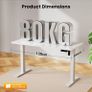 120 x 60 cm Standing Desk, Electric Height Adjustable Desk with 2 Hooks Image 3