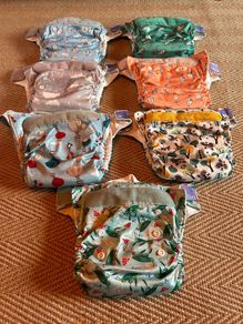 14 Bambino Mio Miosolo Reusable Nappies + 2 Wet Bags