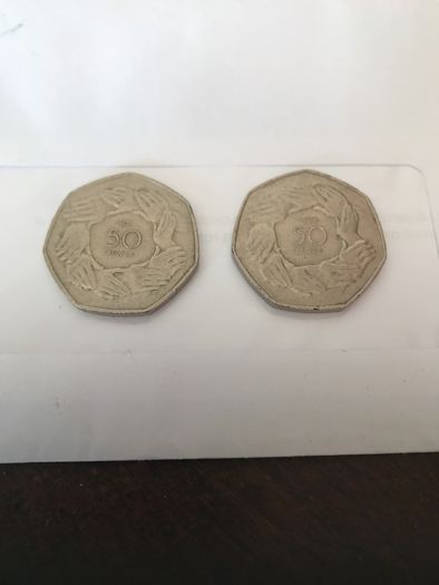 Old 50p coins.