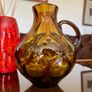 MCM Amber Teardrop Bubble Pattern Glass Water Jug 1960s Image 8