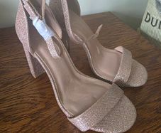 high heels - rose gold sparkle heels, unworn, size 4