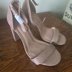 high heels - rose gold sparkle heels, unworn, size 4
