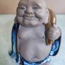 Feng Shui collection Chinese Mudmen Buddha, Vintage Asian Traveler Buddha Smiling Mud Men Collectible, Signed Good Fortune Buddha Figurine Statue Image 4