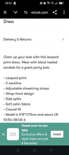 NEW LOOK, White Leopard Print dress, Size 10